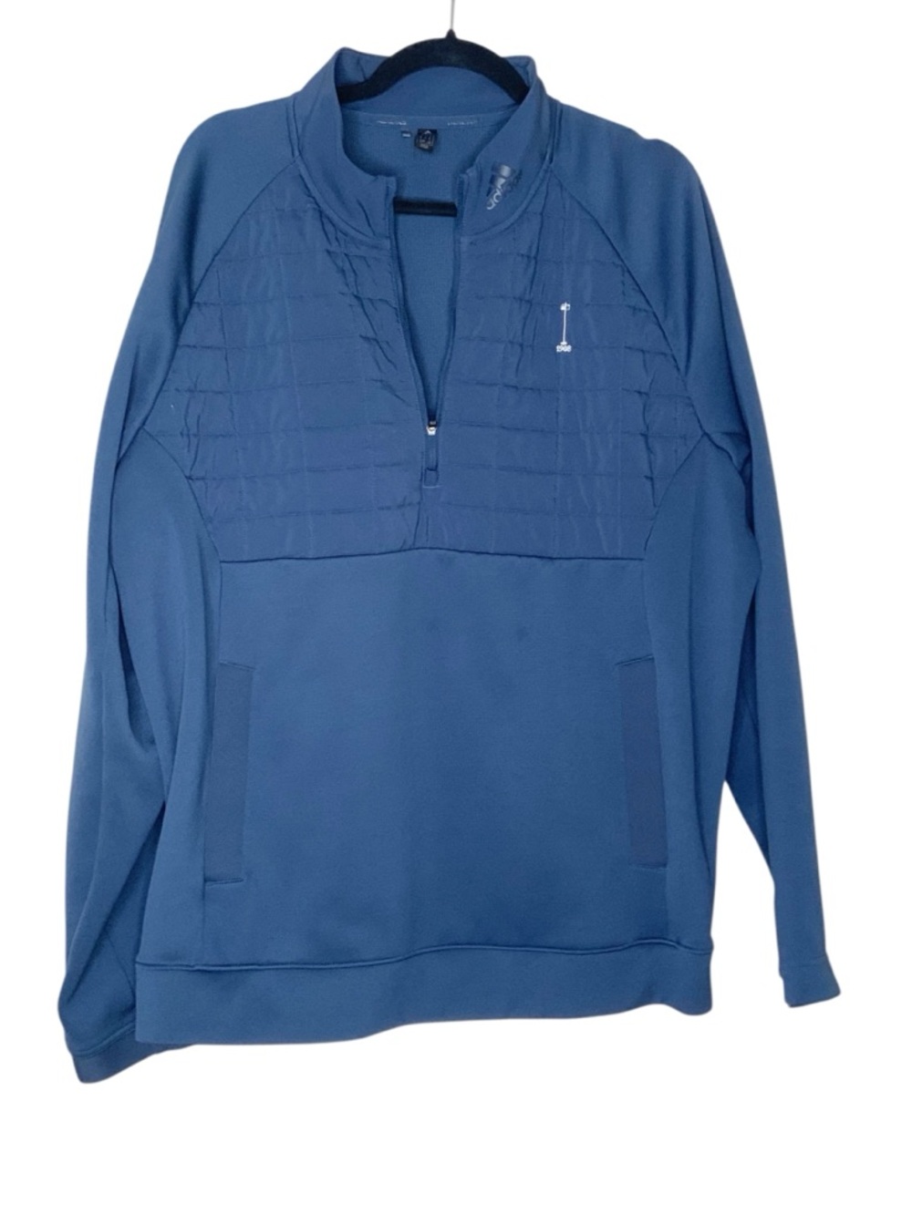 adidas Men's Blue Quilted Front Quarter-Zip Sweater - Picture 2 of 3